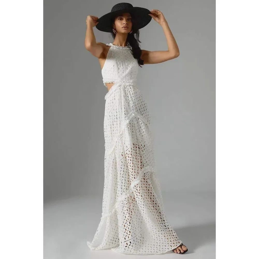 Anthropologie Lace The Label Cutout Maxi Halter Dress $600 - Picture 1 of 8